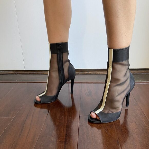 COPY - Reed Krakoff Black Mesh Booties White Stripe - Picture 1 of 4